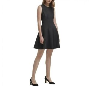 DKNY Womens Foundations Black Fit & Flare Scuba Dress Sz M